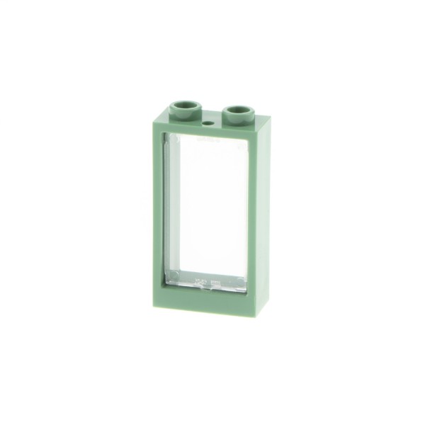 1x Lego Fenster Rahmen 1x2x3 sand grün Scheibe transparent weiß 60602 60593