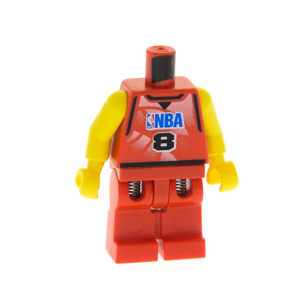 1 x Lego System Figur Torso Oberkörper Mann Basketball Spieler rot bedruckt Nr. 8 Beine rot mit Sprung Feder für 3428 Figur Sports NBA nba026 3428 x494 973bpb156c01