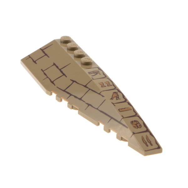 1x Lego Keil Stein 12x3x1 dunkel beige rechts Hieroglyphen schräg 7327 42060pb17