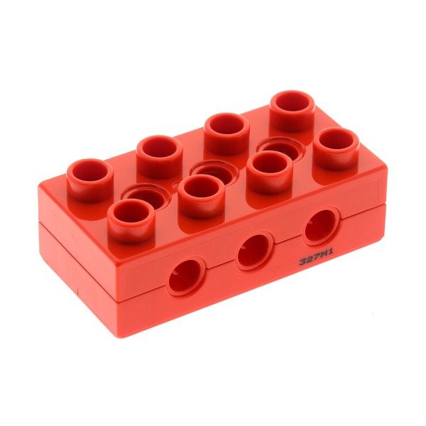 1x Lego Duplo Toolo Bau Stein 2x4 rot 3 Löcher 9655 9131 9656 4621141 6517