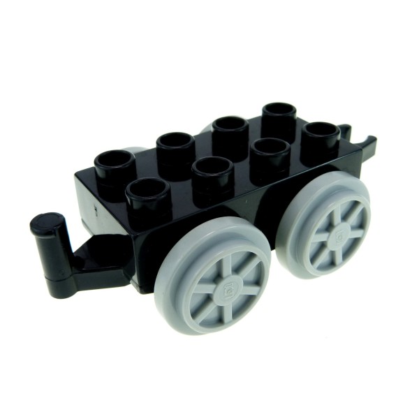 1 x Lego Duplo Schiebe Lok Anhänger schwarz neu-hell grau 2x4 Eisenbahn Zug für Waggon kurz für Set Spencer 3353 5544 4195c03