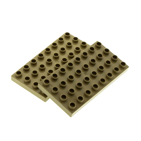 2x Lego Duplo Bau Platte dunkel beige 4x8 Noppen Set 4987 4255053 10199 4672