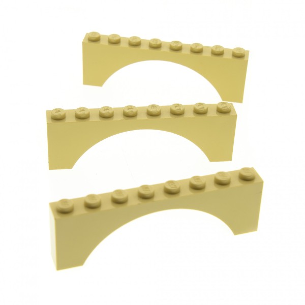 3x Lego Bogenstein 1x8x2 beige Bögen rund Brücke Burg Tor Castle Arch 3308