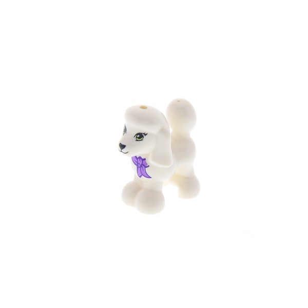 1x Lego Tier Hund Pudel weiß stehend Augen grün Schleife Friends 6022917 11575pb02