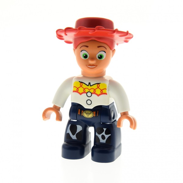 1x Lego Duplo Figur Mädchen Jessie Toy Story Western Hut Zopf rot 47394pb129