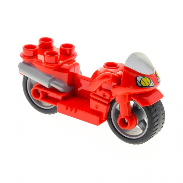 1x Lego Duplo Motorrad rot bedruckt Windschutzscheibe grau Set 10532 dupmc3pb02