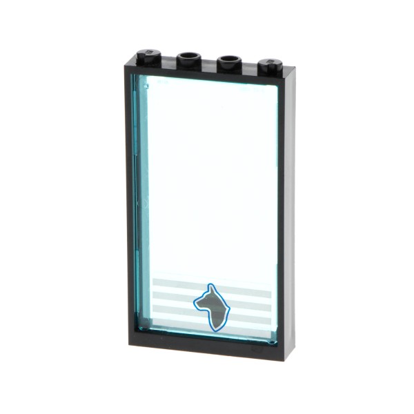 1x Lego Fenster Rahmen 1x4x6 schwarz Scheibe transparent blau 57895pb012 60596