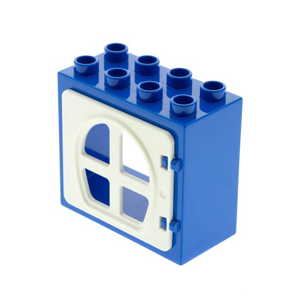 1x Lego Duplo Fenster Rahmen klein 2x4x3 blau Tür 1x4x3 weiß 26249 61649