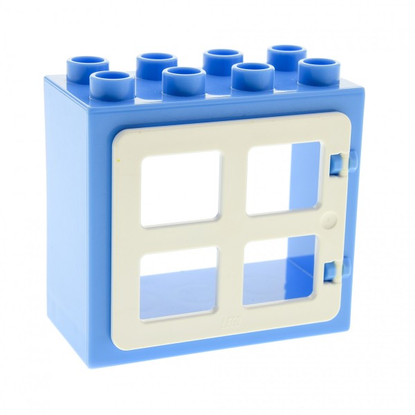 1x Lego Duplo Fenster Rahmen klein 2x4x3 hell blau Tür 1x4x3 weiß 90265 61649