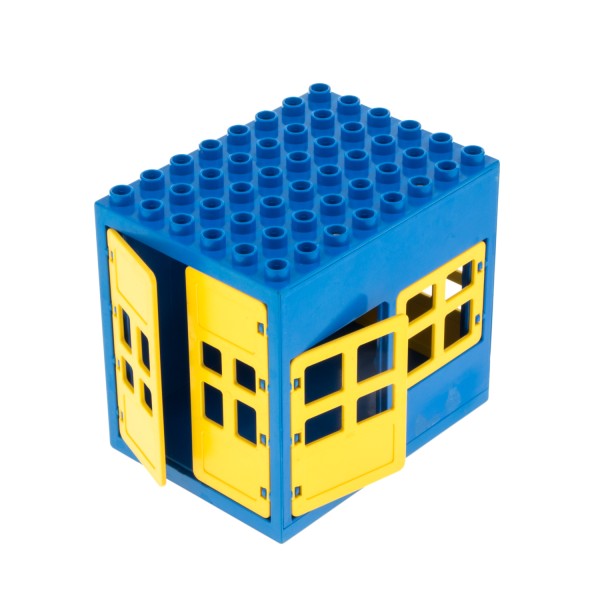 1x Lego Duplo Gebäude Tankstelle 6x8x6 B-Ware abgenutzt blau gelb Haus 2209 2210