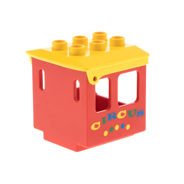 1x Lego Duplo Aufsatz Eisenbahn rot 3x3x3 Kabine Dach gelb Circus 4543 4544pb03