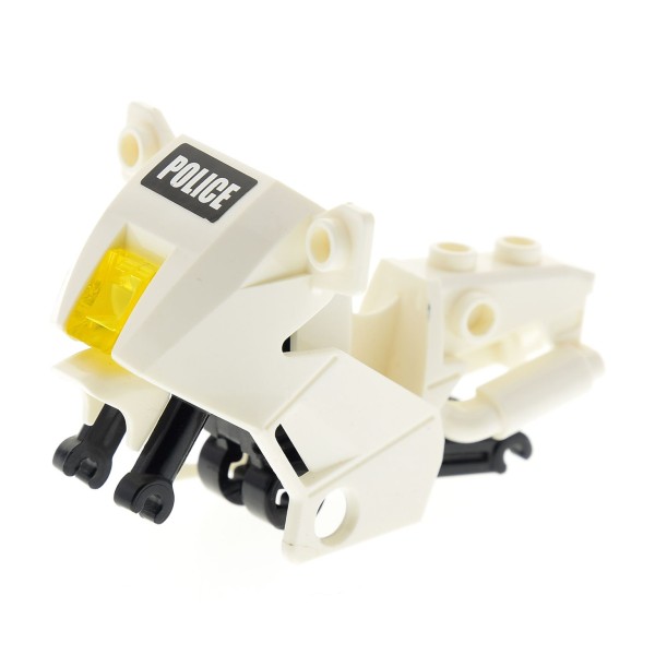 1 x Lego System Motorrad Verkleidung weiß mit Fahrgestell schwarz Polizei Sticker schwarz 52035 50859a 4579412 52035pb0*