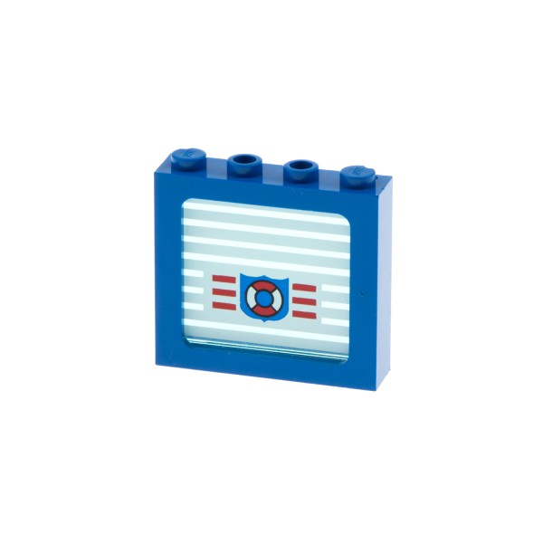 1x Lego Fenster Rahmen 1x4x3 blau Scheibe transparent weiß 6338 3855pb004 6556