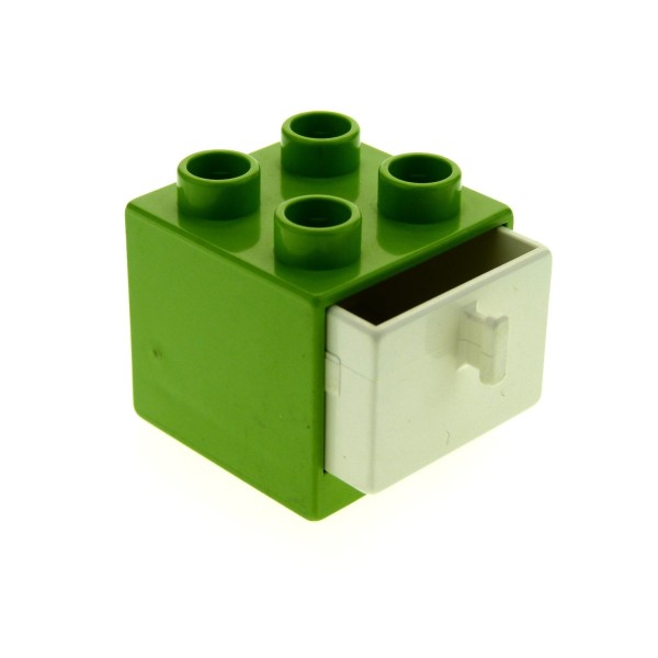1 x Lego Duplo Möbel Schrank lime grün 2x2x1.5 Schublade weiss 2x2 Puppenhaus Bad Schlaf- Wohn - Zimmer Kommode 4890 4891