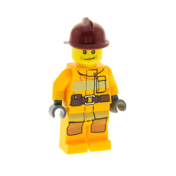 1 X Lego système personnage homme pompiers City torse Hell Orange Feu Logo visage