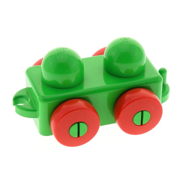 1x Lego Duplo Primo Zug Anhänger hell grün Räder rot Baby Set 2974 9026 31605c02
