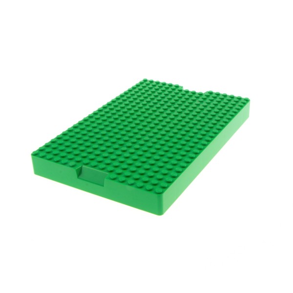 1x Lego Bau Platte 16x24x2 hell grün dick Einzüge links und rechts Deckel 93608