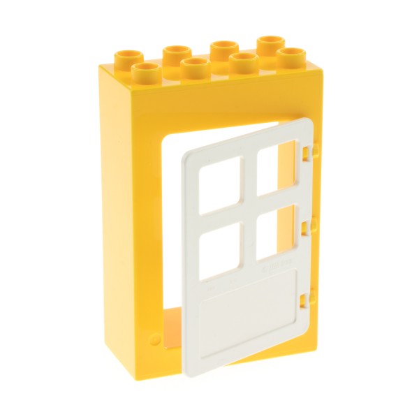 1x Lego Duplo Tür Rahmen gelb 2x4x5 Türblatt 4 Scheiben weiß 89849 4644211 92094