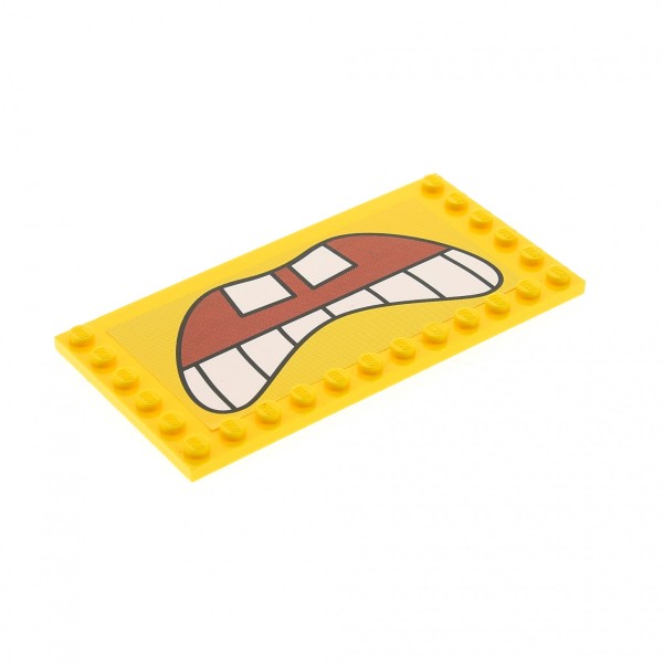 1x Lego Fliese modifiziert 6x12 gelb Noppen Mund offen Sponge Bob 6178pb005