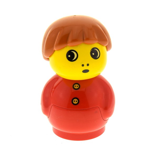 1 x Lego Duplo Primo Figur Junge Base Unterteil Oberteil rot 2 Knöpfe Haare kurz dunkel orange Steckfigur 9010 2082 baby002