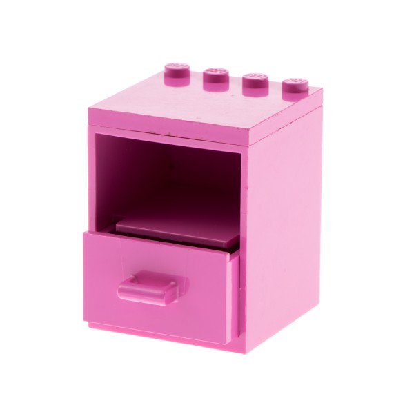 1x Lego Belville Schrank 4x4x4 dunkel pink Schublade Platte Möbel 6179 6198 6197
