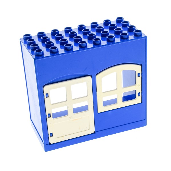 1 x Lego Duplo Gebäude Haus B-Ware abgenutzt blau weiss 4x8x6 schmal Zimmer Tür Fenster Puppenhaus Polizei Wache 2205 31022 6431