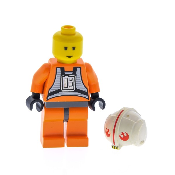 1 x Lego System Figur Star Wars Luke Skywalker X Wing Pilot Torso orange Hüfte neu-dunkel grau Rebellen Helm weiss bedruckt 4500 x164px2 973ps1c01 sw019a