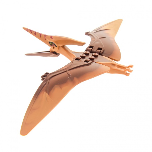 1x Lego Tier Dinosaurier Pteranodon hell nougat Rücken Flügel rot braun Ptera02