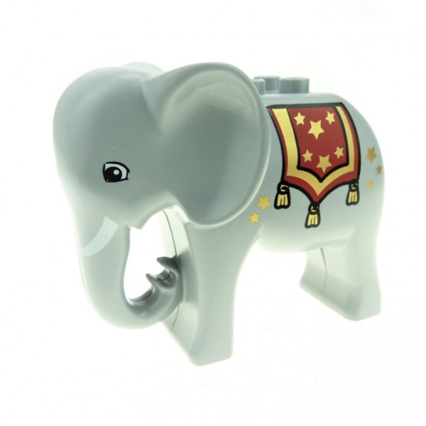 1x Lego Duplo Tier Elefant B-Ware abgenutzt grau Decke rot Sterne 31159c01pb04