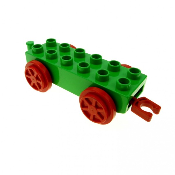 1x Lego Duplo Schiebe Anhänger B-Ware abgenutzt grün rot 2x6 ohne Steg 4559c01