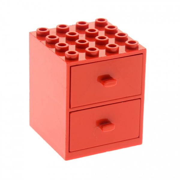 1x Lego Schrank rot 4x4x4 Schubladen Lade Puppenhaus Schule Homemaker 2 / 3