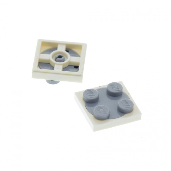 2x Lego Drehscheibe weiß 2x2 Platte Dreh Teller neu-hell grau 3679 3680c02