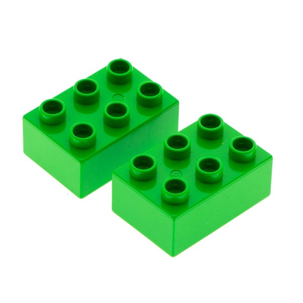 2x Lego Duplo Basic Bau Stein hell grün 2x3 für Set 10805 6136 10584 87084
