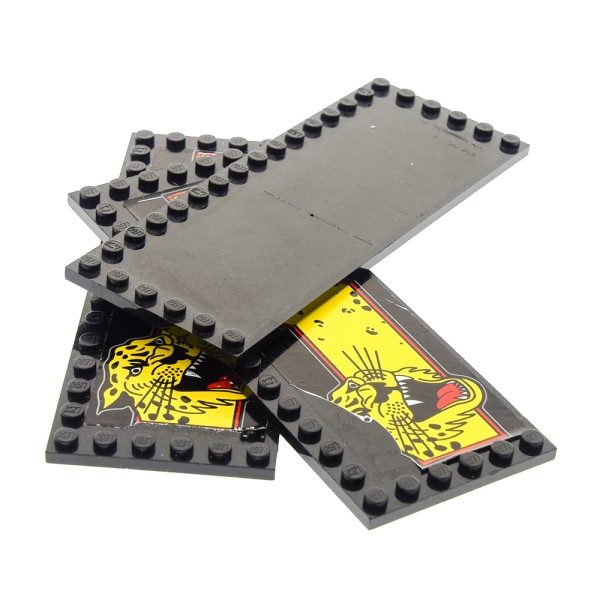 3x Lego Basic Grund Platte Fliese schwarz B-Ware abgenutzt 6205pb001 6205