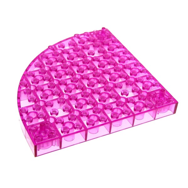 1x Lego Bau Platte 12x12 transparent pink Ecke rund viertel Kreis Belville 47376