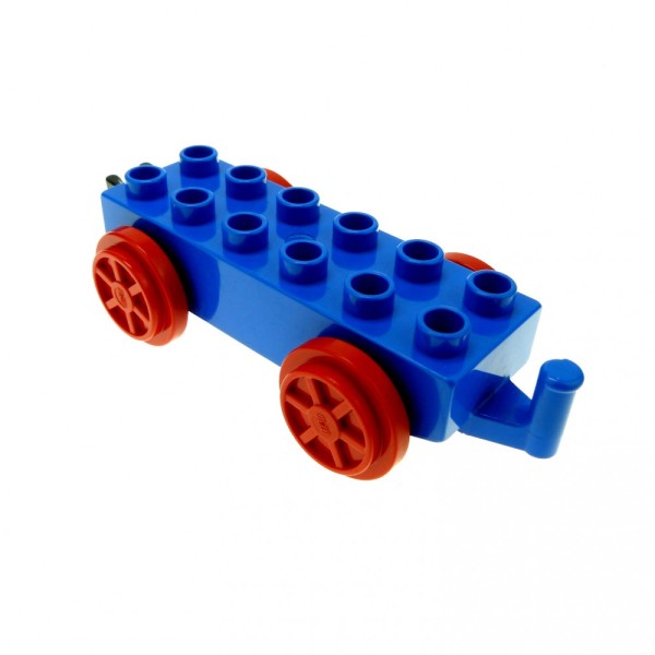 1x Lego Duplo Schiebe Lok 2x6 B-Ware abgenutzt blau rot Haken schwarz 4559c01