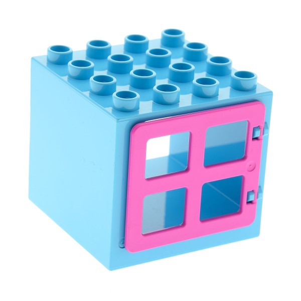 1x Lego Duplo Fenster 4x4x3 azure hell blau Würfel Tür 1x4x3 pink 90265 18857