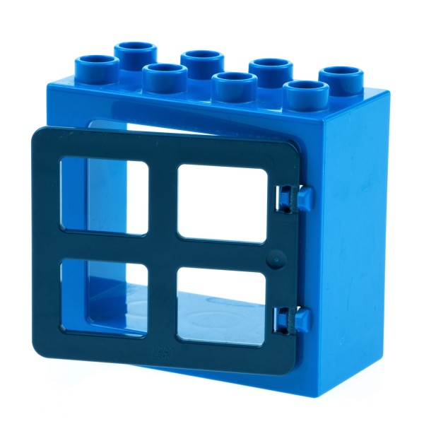 1x Lego Duplo Fenster Rahmen klein 2x4x3 blau Tür 1x4x3 dunkel blau 90265 61649