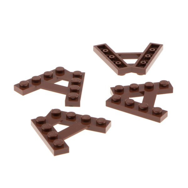 4x Lego Keil Bau Platte modifiziert 1x4 rot braun schräg A Form 6084573 15706