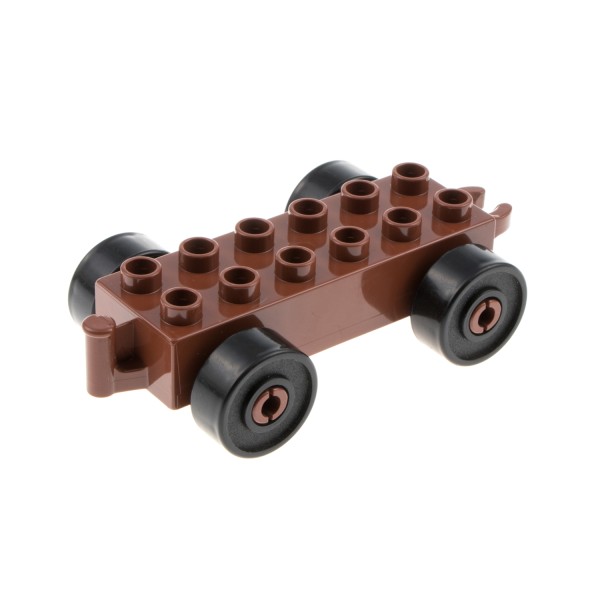 1x Lego Duplo Anhänger 2x6 reddish braun Reifen Rad schwarz mit Steg 2312c03