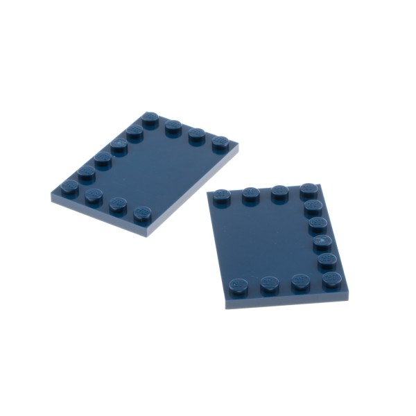 2x Lego Fliese modifiziert 4x6 dunkel blau Noppen an den Rändern 6236568 6180