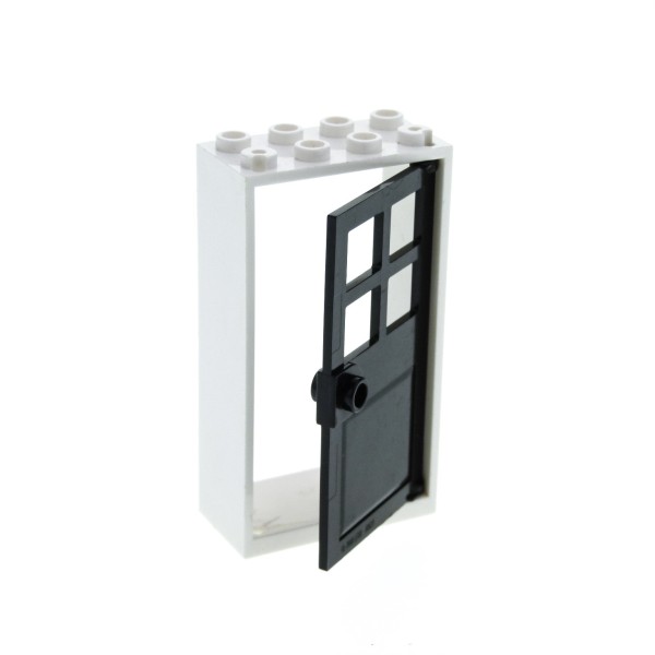 1x Lego Tür Rahmen 2x4x6 weiß Tür Blatt 1x4x6 schwarz Haus 60623 60599