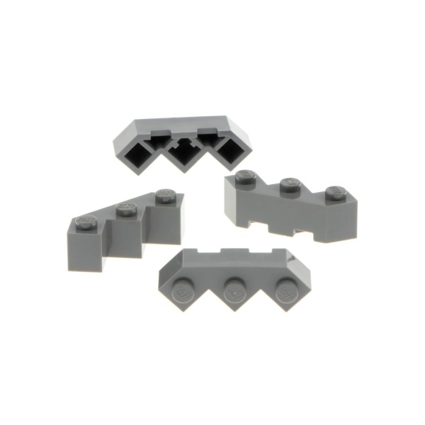 4x Lego Bau Stein modifiziert 3x3x1 neu-dunkel grau drei Ecken Zinne 2462