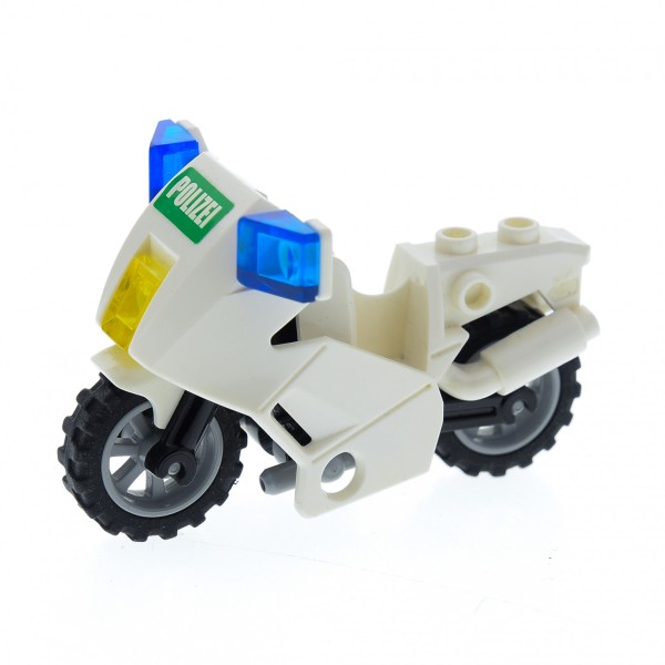 1x Lego Motorrad City weiß Räder hell grau Sticker Polizei grün 52035c01pb03