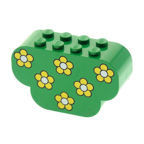 1x Lego Bau Motiv Stein grün 2x6x3 bedruckt Blumen gelb Pflanze 30075pb01