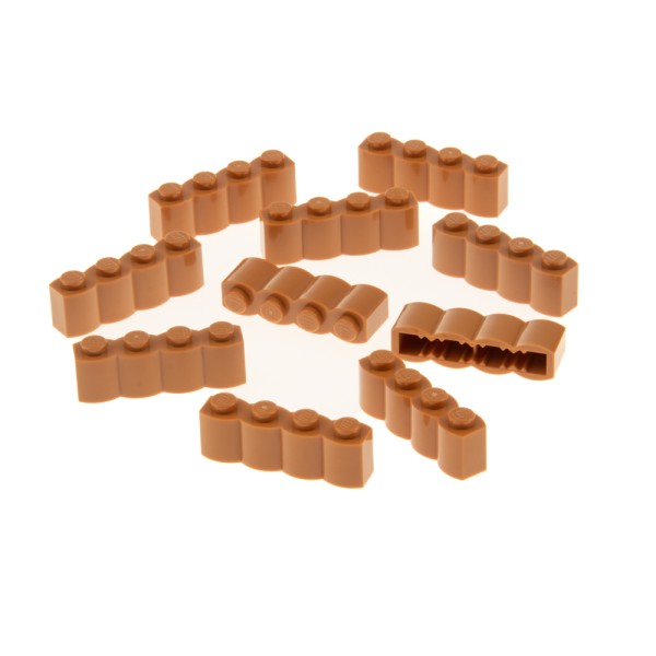 10x Lego Bau Stein modifiziert 1x4x1 hell nougat Palisade Holz Profil 30137