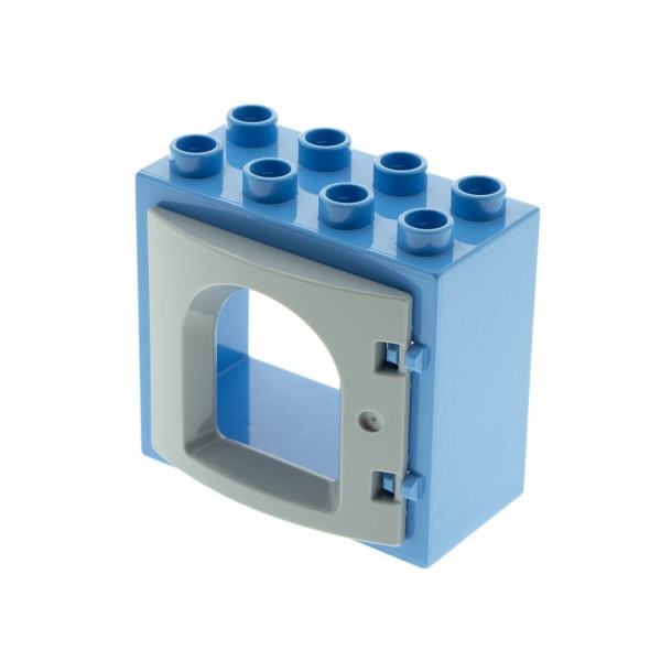 1x Lego Duplo Fenster Rahmen klein 2x4x3 hell blau Tür 1x4x3 grau 16598 61649