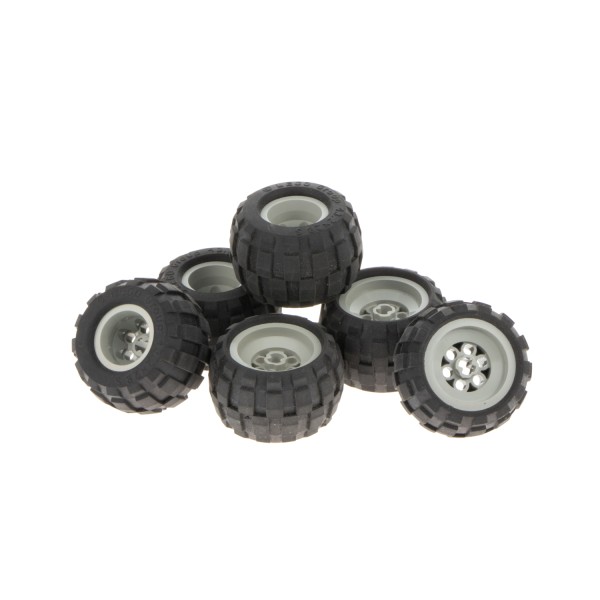 6x Lego Technic Rad Reifen 43.2x28s B-Ware abgenutzt schwarz Felge 6580c01