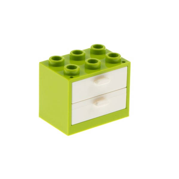1x Lego Schrank Gehäuse 2x3x2 lime grün Schublade weiß 4536 92410 4532b