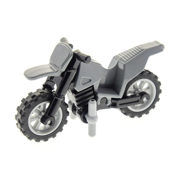 1 x Lego System Motorrad neu-dunkel grau Verkleidung Fahrgestell Räder Dirt Bike mit Ständer 50859 50860c02